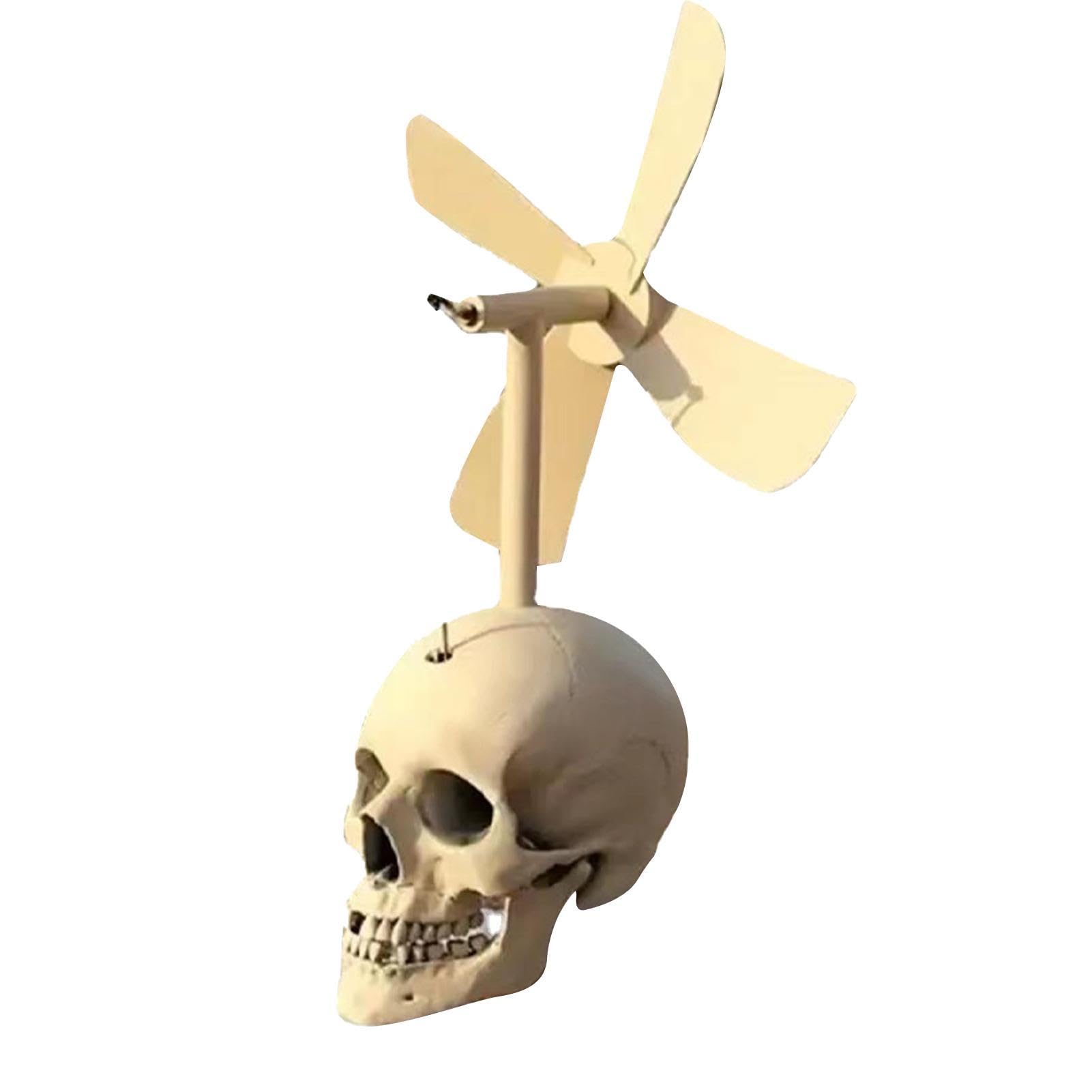 Molino de viento al aire libre – Molino de viento con cabeza de calavera, escultura de metal para exteriores, escultura de metal para exteriores, molino de viento de calavera | Molino de viento de