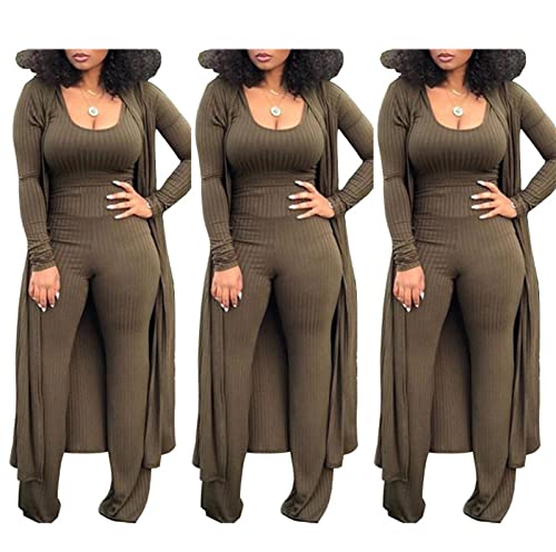 Image of Women's 2 Piece Outfits Set Ribbed Short Sleeve Casual Crop Top Wide Leg Pants Suit Set