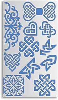BENECREAT 4PCS 17.5x10cm Metal Stencils, 4 Mixed Letter Number Metal Journal Stencil for Wood Carving, Drawings and Woodburning, Engraving and Scrapbooking Project