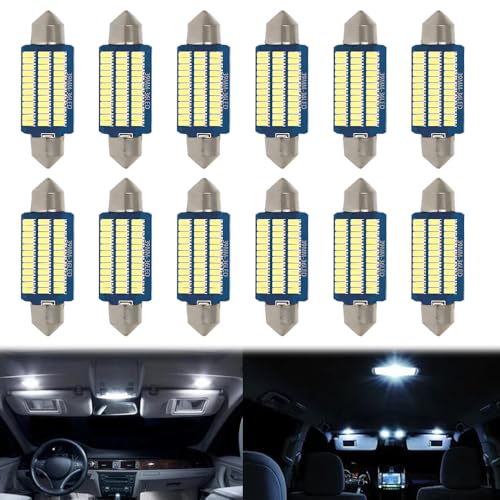HOVCEH LED A-u-t-o Innenraumbeleuchtung, 12 Stück Plug and Play Innenraum Beleuchtung LED A-u-t-o, 12V Innenbeleuchtung Autos 39mm