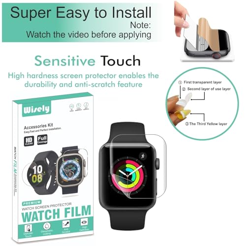 Image of Wisely |3pcs| Screen Guard Protector For Apple Watch 38mm Smartwatch Bubble Free, Easy installation kit, HD Clear, Full Cover