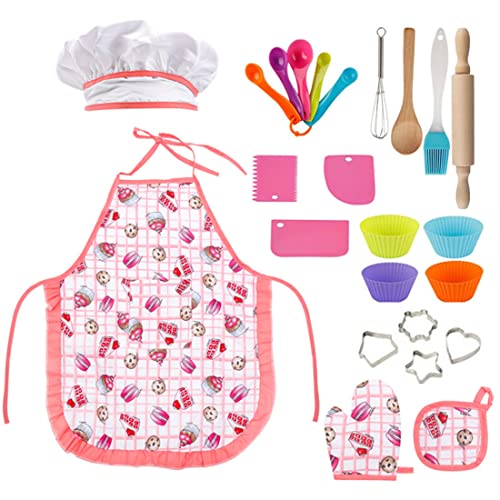 DAISHA Children's Cooking Baking Apron Hat Glove Sets, Play House DIY Kitchen Cake Baking Tools.