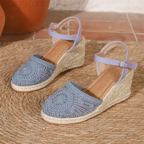 Sandales espadrilles compensées légères bout fermé pour marcher en été - 7
