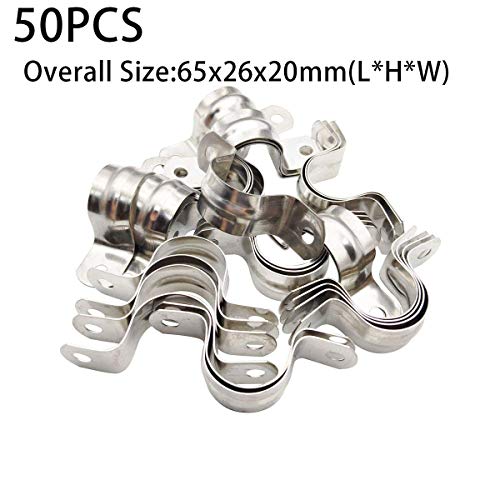 Image of Nge 3 /4inch Rigid Pipe Strap Clamp-Two Hole Strap-U Bracket Tube Clip-Stainless Steel Heavy Duty Pipe Fasten Holder-Secures Conduit,50Pcs(25mm)