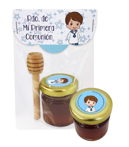 BOTE DE MIEL COMUNION NIÑO LOTE 25 unidades 40GR .Recuerdos. Regalos Originales. Papelería.Detalles de Bodas, mi primera Comuniones, Bautizos, Cumpleaños.
