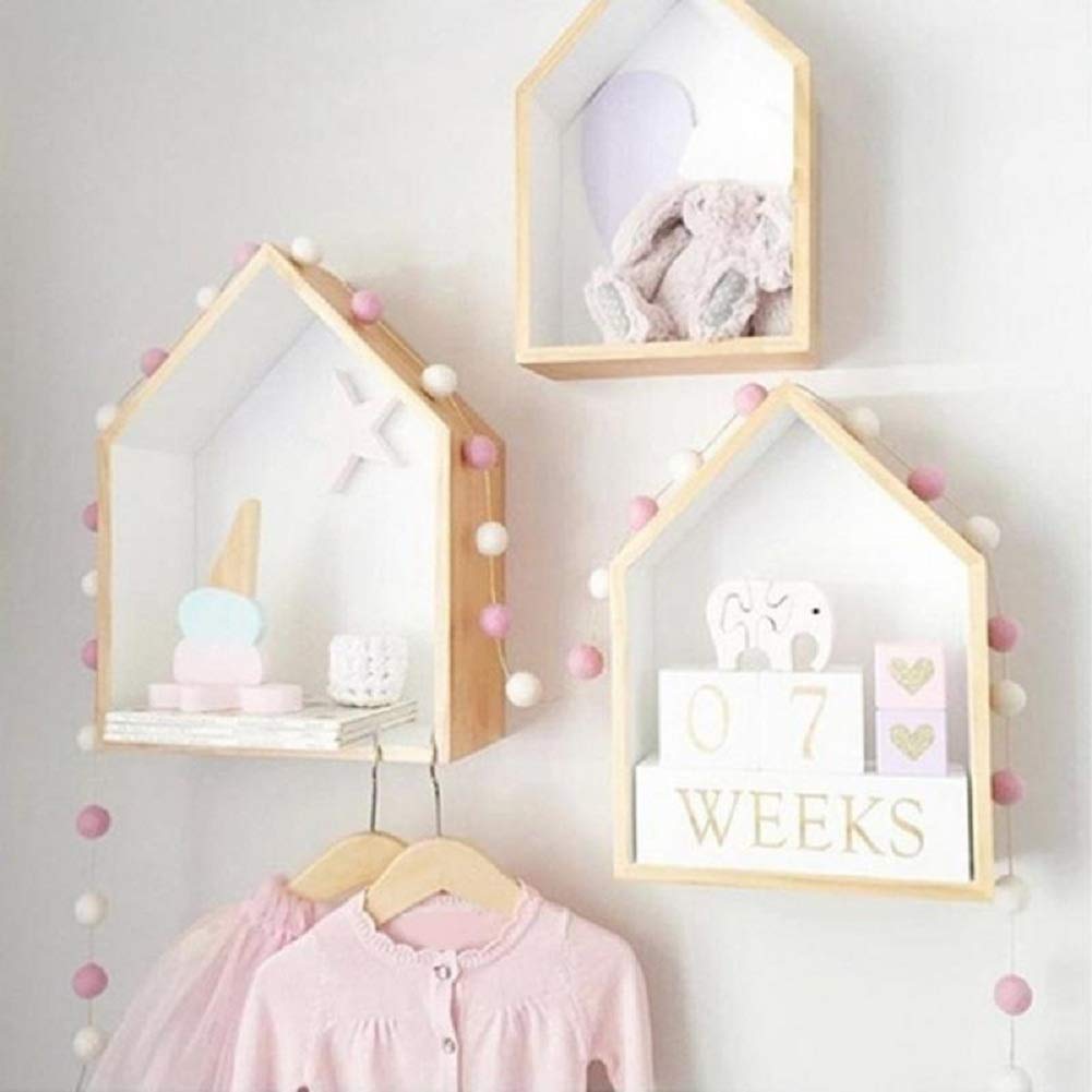 SZETOSY Pom Pom Girlanden - 2x 2m Filz Ball Strings Weiß + Pink