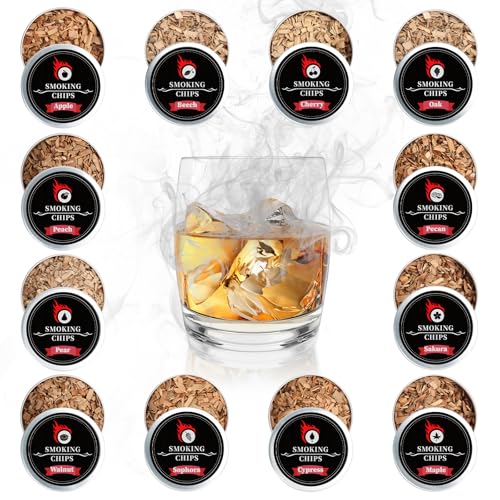 Smoker Wood Chips,12 Flavors Natural Wood Chips for Cocktail Smoker,1