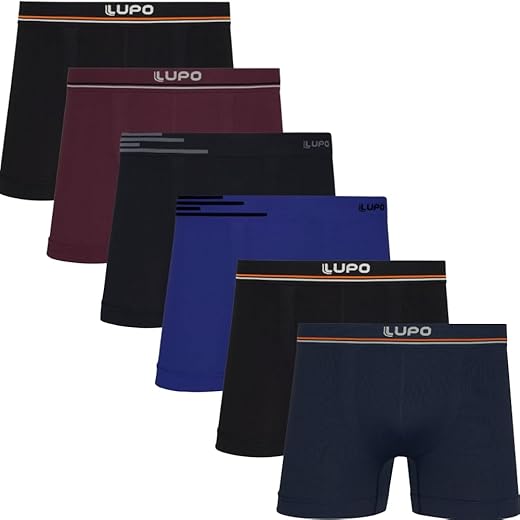 Kit 6 Cuecas Boxer Lupo Microfibra Poliamida Sem Costura Adulto Masculino