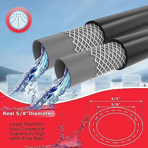 Hybrid Garden Hose 75 Ft X 5/8In, Standard Lead-In Rubber Hose Durable Outdoor Hose All-Weather Anti Kink Water Hose For Home Watering Needs & Y-Asqa Garden Hose #TOP2