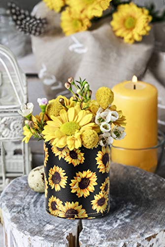 Image of Round Leather Pen Holder for Desk, Sunflower