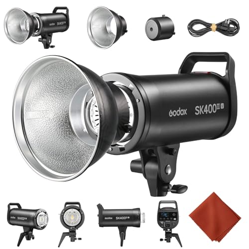GODOX SK400IIIV Flash SK400IIV Upgrade Monolight Flashes Profesionales para fotografía de Estudio,luz vídeo LED,Montura Bowens,400W,2.4G Sistema X,5700±200K,lámpara de Modelado LED para Estudio