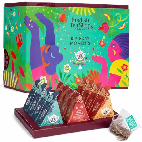 ETS Teegeschenk Birthday Moments | Happy Birthday Geburtstag Geschenk | 3 Tee Sorten Früchtetee, Gewürztee | BIO 12 Pyramidenbeutel