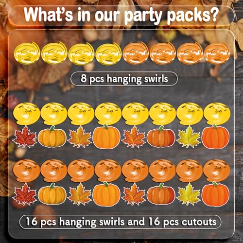 Image of Fall Decor Pumpkin Maple Leaf Hanging Swirls | Fall Thanksgiving Pumpkin Party Ceiling Decorations for Home, Classroom and Office Autumn Thanksgiving Harvest Decor Party