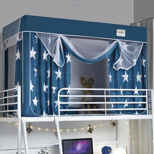 SLLS 蚊帳 二段ベッド用 学生寮 室内カーテン プライバシーテント 遮光 通気性 防蚊 防塵 多機能 ベッドテント 上段・下段対応 取り付け簡単