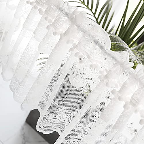 Cortinas cortas semitransparentes con bolas LUNEZY para ventanas pequeñas 6