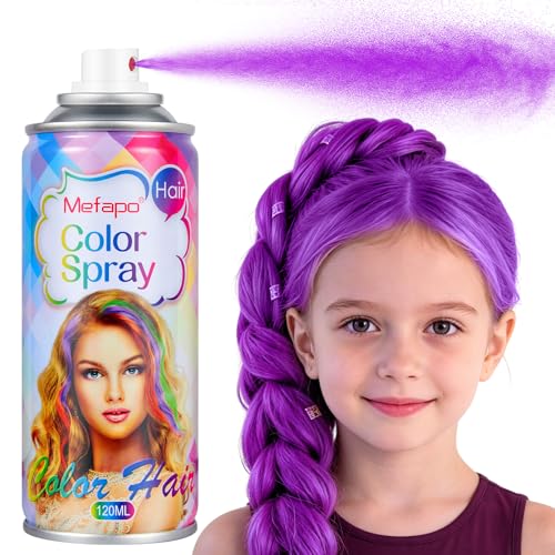 Acomler Purple Hair Spray Temporary Hair Color Spray for Kids Women Men Washable One-Time Use Hair Color Wax Dye Hair Coloring Natural Hair Style Gel for Cosplay Party DIY Christmas(Purple 4.06Oz)