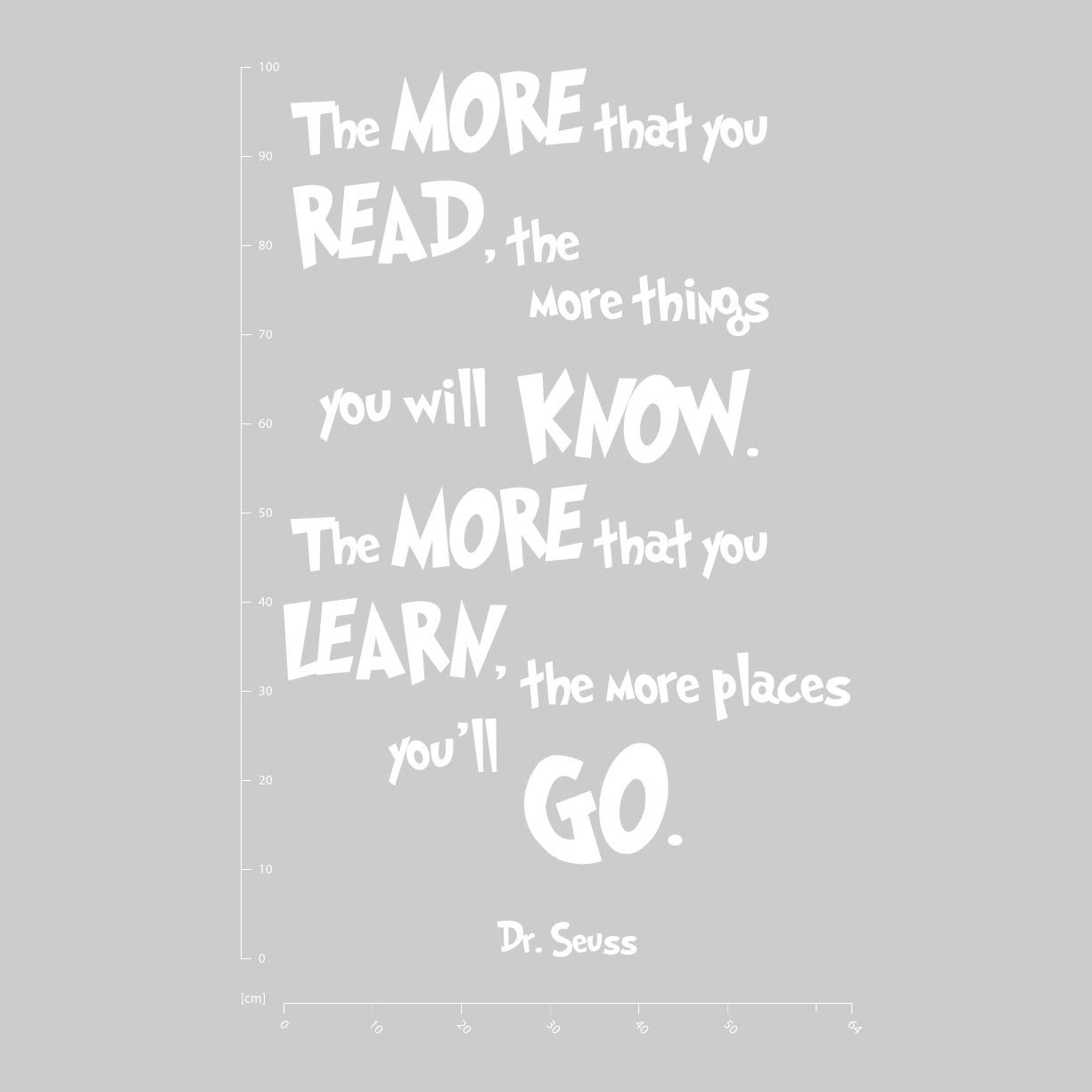 azutura The More You Learn Dr Seuss Quote Wall Sticker available in 5 Sizes and 25 Colours White, 04. White, 05. 64cm (W) x 100cm (H) - Image 2