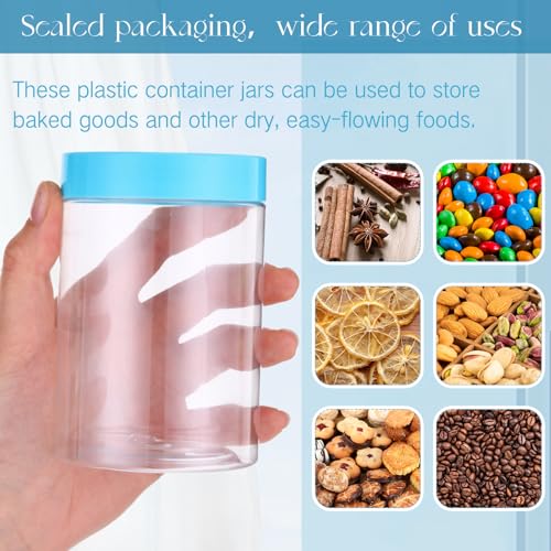 Image of Patelai 4 Pcs Plastic Jars Wide Mouth with Lids,10 Ounce,Blue