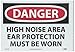 NMC D211PB DANGER - HIGH NOISE AREA EAR PROTECTION MUST BE WORN - 14 in. x 10 in. PS Vinyl Danger Sign, Black/Red on White
