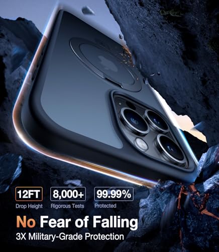 Image of TORRAS Ultra-Magnetic Stand for iPhone 14 Pro Case, [Compatible with MagSafe] [Military-Grade Protection] Stable Flexible Kickstand Ring Holder Translucent Slim Anti-Scratch, Black, Ostand Series | [Fit for MagSafe][Flexible Stable Stand] 4X Military-Grade Shockproof, Slim Protective Phone Cover, Translucent Black
