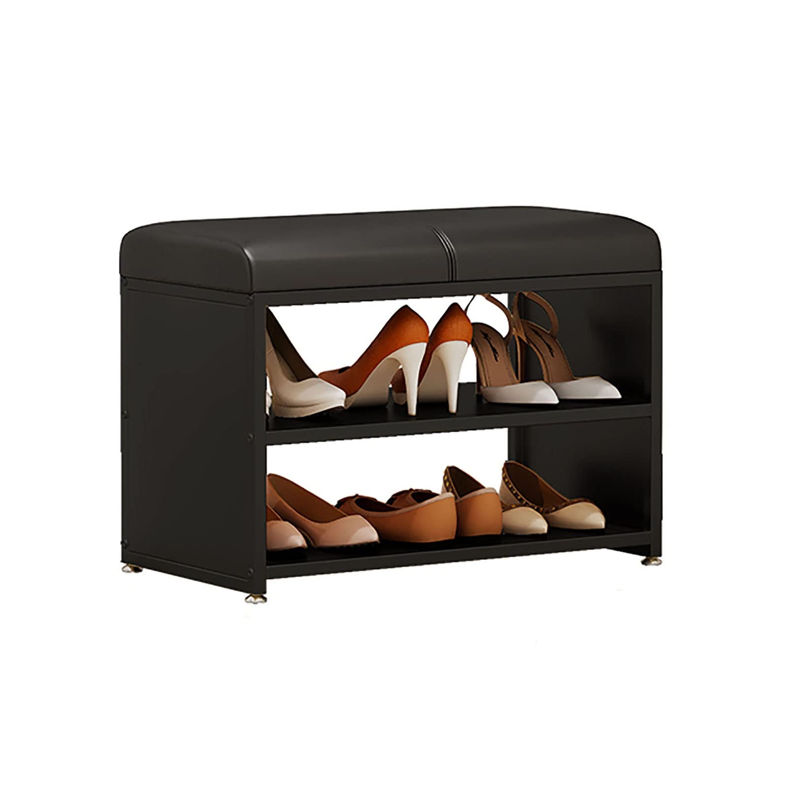 SXZenSpace Shoe Cabinets changing stool,entry shoe rack,iron stool,sittable cabinet (Color:A,Size:66cm*32.5cm*48cm)