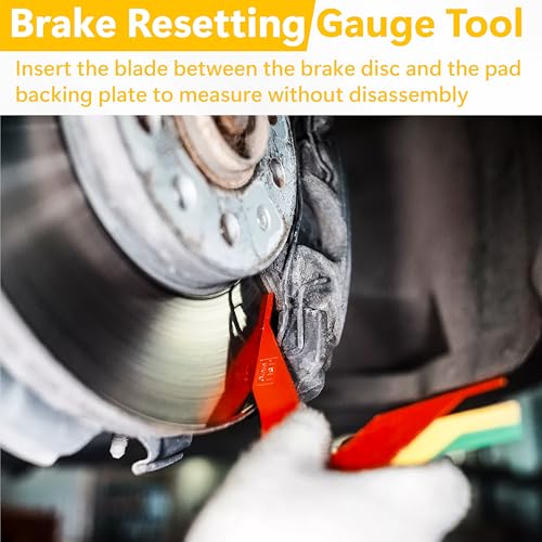 Image of ecocstm 5 Pack 8 PCS Brake Lining Thickness Gauges, Brake Pad Measuring Tool, Color Coded Brake Pad Gauge with Metric & SAE Size, Brake Resetting Gauge Tool, for Quickly Measuring Disc and Drum