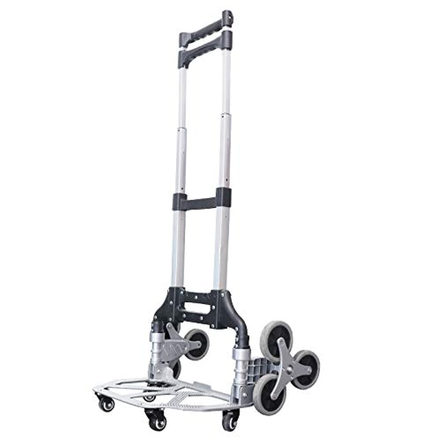 NA Stair Climbing Cart With Bottom Four Wheels,Aluminum alloy folding portable climbing trolley,Three layers of height adjustable,Comes with cargo strap.