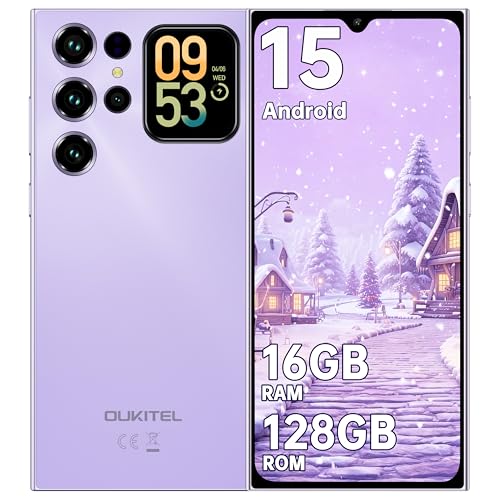 OUKITEL C62 Telefono Movil Inteligentes - 6.88' Pantalla HD+ Telefonos Moviles Libres Smartphone 16GB+128GB/1TB Móvil Android 15 5150mAh Cámara 13MP Dual 4G SIM Face ID 1.8' Pantalla Trasera