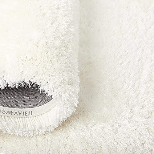 Image of Luxury Shaggy Carpet Solid Plain Fluffy Fur Rectangular Rugs For Hall And Drawing Room 8X11 Feet Microfiber & Polyster Modern Interior Floor Mat White