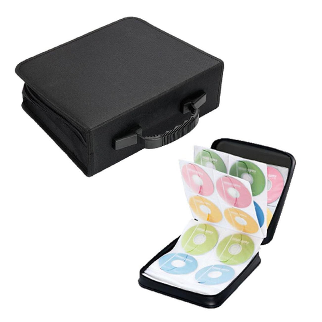 Custodia Organizer per CD Dvd con Zip Capacità Dischi Pagine Portadischi per Viaggio e Casa Protezione Sicura e Facile da Trasportare