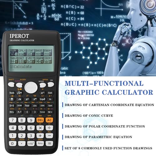 Image of Scientific Calculators with Graphing Calculator, 10 Modes / 4 Functions | IPEROT Graphing Calculator, Desktop Math Calculator Ideal for School Supplies, Students, College, Teachers(Black)