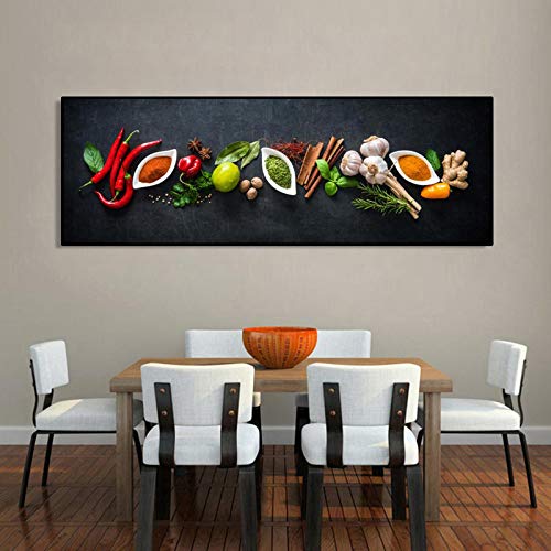 Tableau cuisine légumes toile déco moderne KEBIA pour salle à manger 40x120 cm