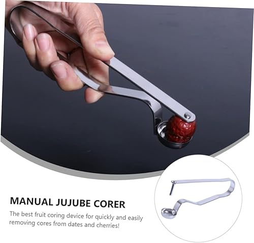 Miniatura 6 de 2 unidades manuales de dátiles rojos, removedor de núcleos portátiles de cocina para eliminar núcleos de frutas, herramienta de descorazonador