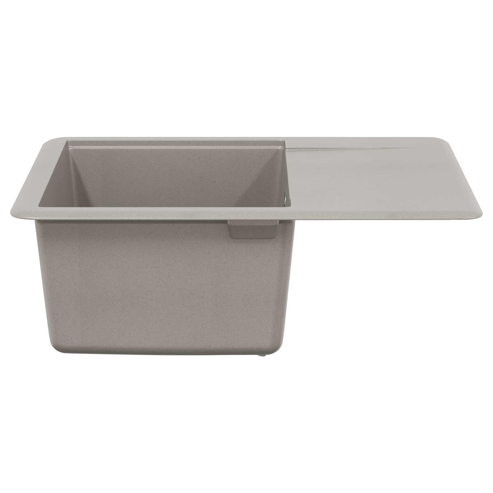 Lavabo gris 560 x 460 mm de 80% cuarzo y 20% resina, fregadero empotrable duradero con escurridor para cocinas modernas, granito resistente, fácil montaje, resistente al calor hasta 280 °C