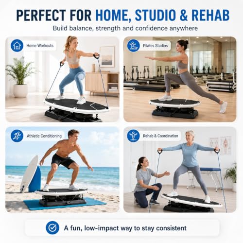 Image of Surf Trainer Machine for Home Gym, Indoor Surf Simulator Balance Board, Fitness Equipment for Core Strength, Agility Training and Overall Body Coordination