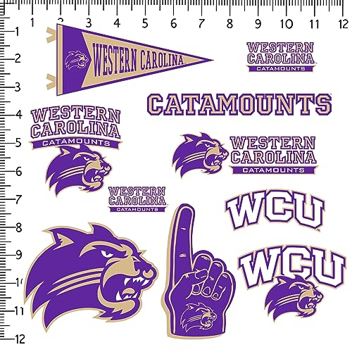 Image of Western Carolina University 9ct Vinyl Large Deluxe Stickers Variety Pack - Laptop, Water Bottle, Scrapbooking, Tablet, Skateboard, Indoor /Outdoor - Set of 9