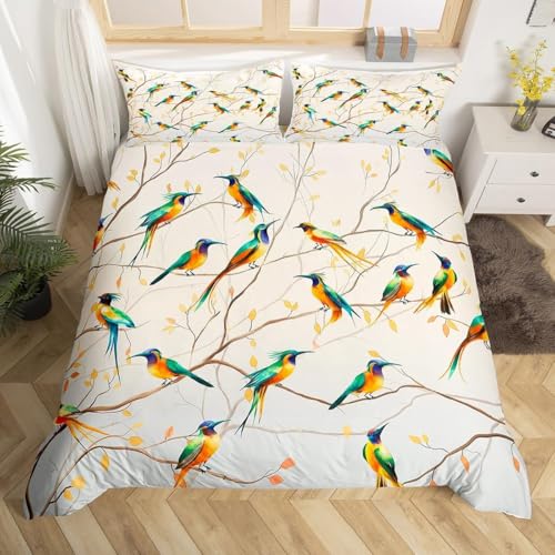 Housse de couette 140x200 petit oiseau en microfibre douce avec taie