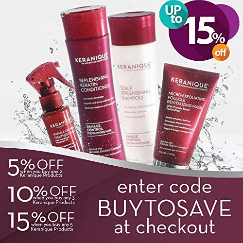 Keranique Thicker Fuller Hair 60 Days System with Keratin Shampoo, Conditioner, Follicle Boosting Serum and Lift and Repair Treatment for Damaged Thinning Hair, Paraben/Sulfates Free