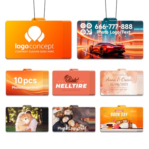 Image of HINFKA Custom Car Air Fresheners for Company Logos | Business Gifts; Event Giveaways; 10-1000 Pcs Bulk Orders; Double-Sided Print; Scent Options Available; Horizontal