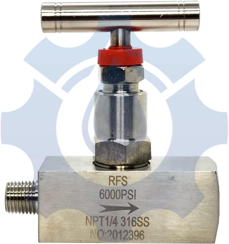 RFS Stainless Steel 316 Straight Needle Valve, 1/2" Male X 1/2" Female NPT Connection, up to 6000 PSI, 2 Port Industrial Hydraulic Flow Control Valve