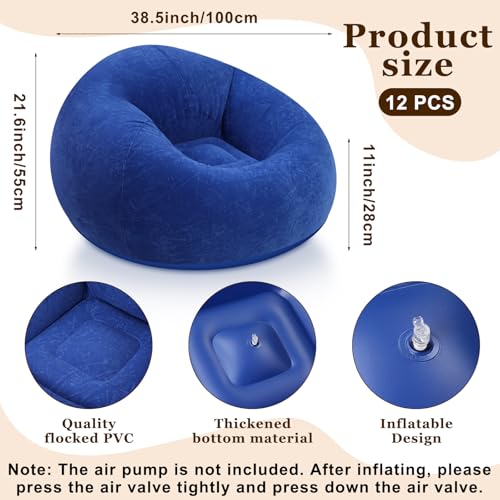 Image of Realspring Inflatable Bean Bag Chairs Outdoor Blow up Camping Chairs Inflatable Lazy Sofa Folding Portable Bean Bag Loungers Couch for Movie Night(Dark Blue,12 Pcs)
