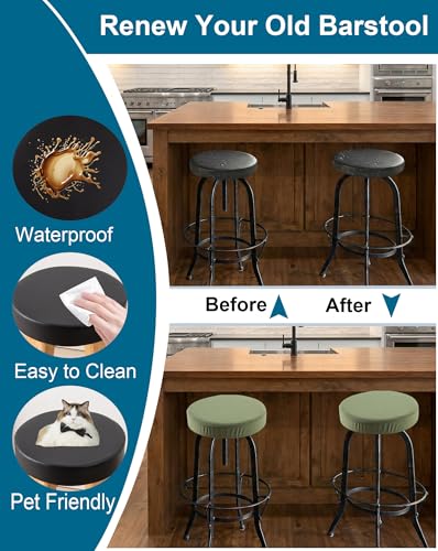 Image of CRFATOP 4 Pack Waterproof Green Bar Stool Covers Round Seat Slipcover,M