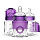 Smilo Anti-Colic Baby Bottles, Plum, 5 Ounce, 3 Count