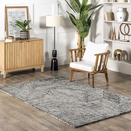 nuLOOM Heidi Modern Hand Tufted Wool Area Rug 5x8 Charcoal