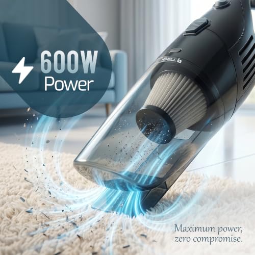 Image of BELL TURBOHAND600 Handheld Car Vacuum Cleaner | 600W High-Power Suction | Advanced HEPA Filtration | Portable Vacuum for Car & Home | Washable Dust Cup BLACK