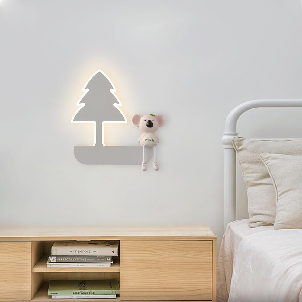 Light Child's Bedroom Bedside Lamp Cute Elephant LED Metal Sconces for Boys Girls 16W Cartoon Decor Fixture Creative Kid's Room Wall Light, 3 Color Mode