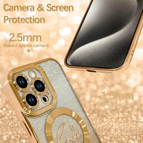 Image of ZIYE Magnetic Case Designed for iPhone 16 Pro Glitter Case-Gold