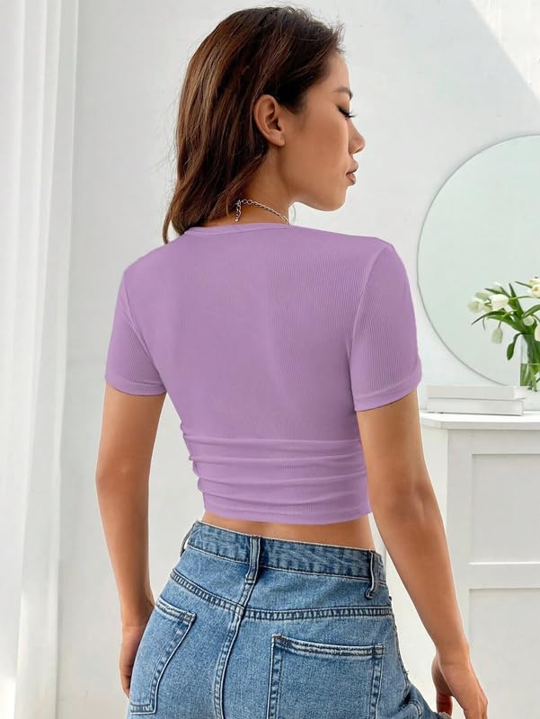 Image of Niren Enterprise Apple Short Sleeve Ribbed Modal Women Crop top, Pack of 1