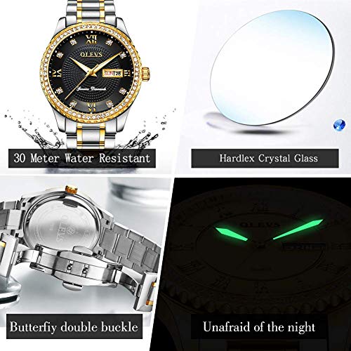 Image of OLEVS Men Leather Watches Black Ultra Thin 6.5mm Minimalist Dress Fashion Simple Casual Waterproof Date Watch for Men