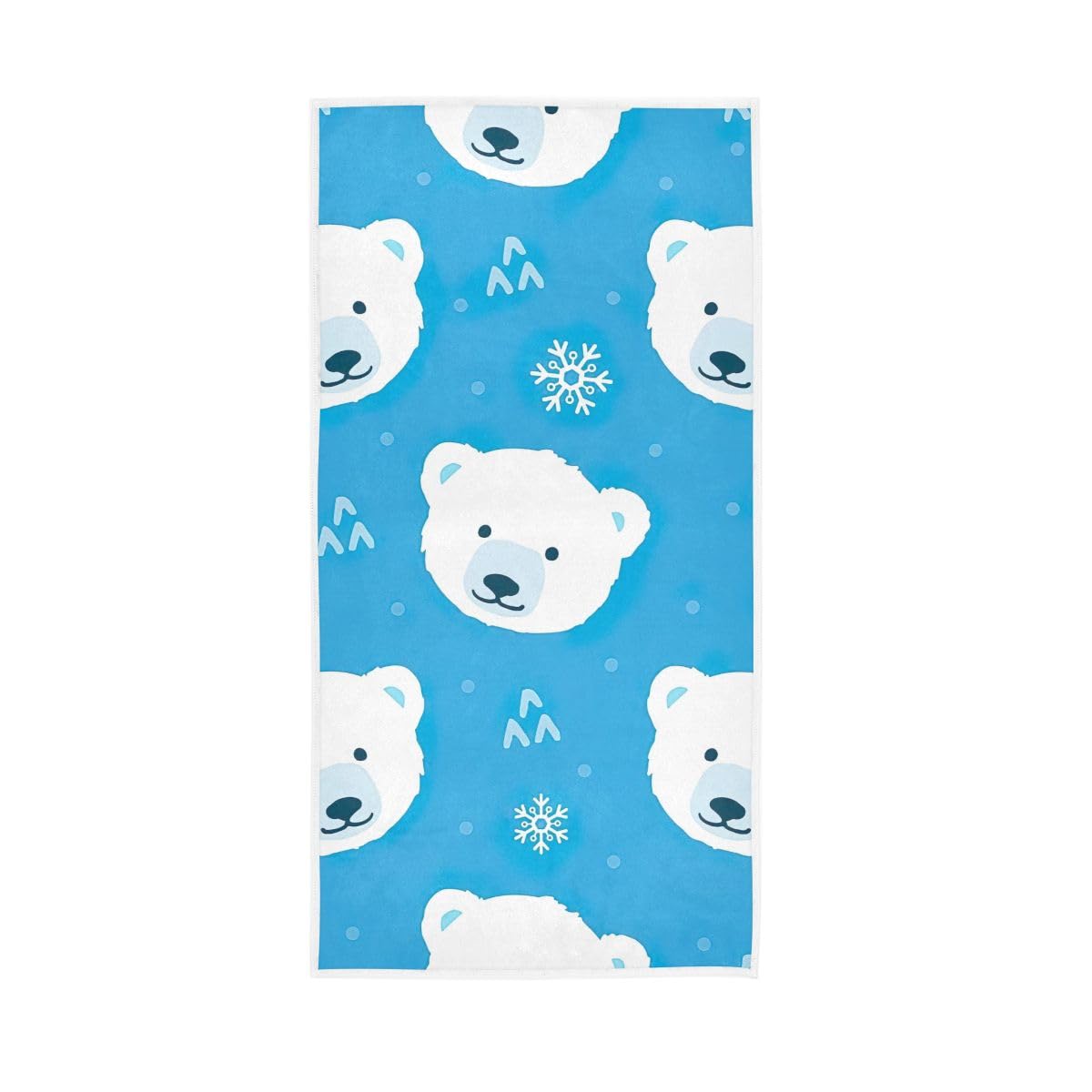 LSRCPD Cute Polar Bear Blue Hand Towel, Absorbent Towels for Hand, Face, Hair, Yoga, Kitchen, Bath 15 x 30 Inches